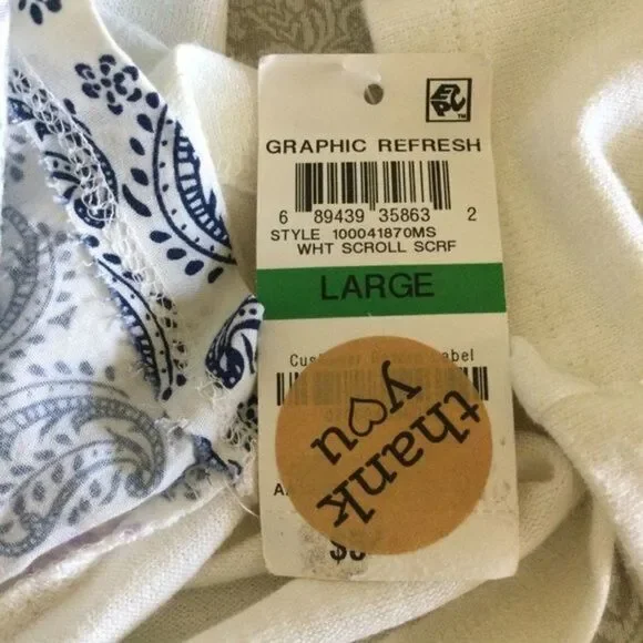 Style & Co Long Sleeve White Crew Neck Tee L‎ - Picture 9 of 10